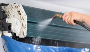 Dirty HVAC air filter and evaporator coil causing poor indoor air quality